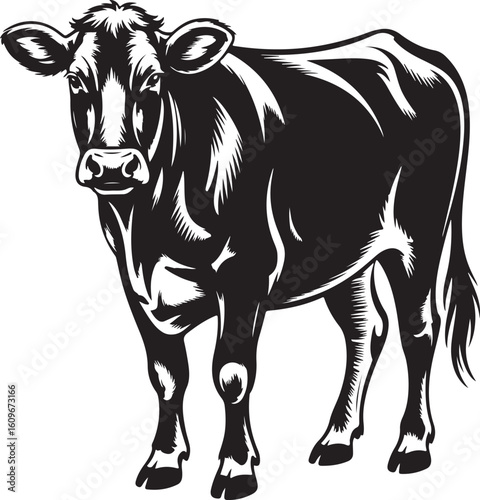 Tribal Style Black and White Cow Illustration