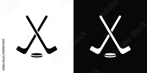 Hockey sticks icon. Vector illustration. Flat design.