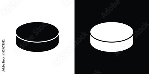 Hockey puck icon. Vector illustration. Flat design.