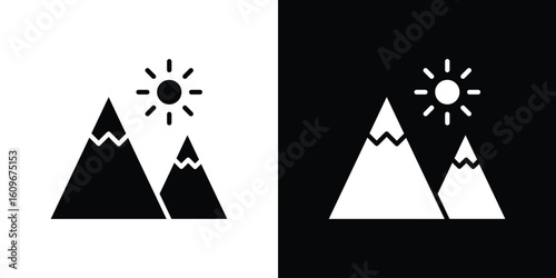 Mountain icon. Vector illustration. Flat design.