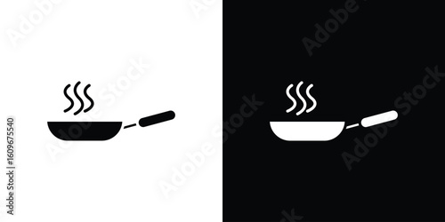Pan frying icon. Vector illustration. Flat design.