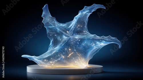 Luminescent Mesh Sculpture: A Digital Art Masterpiece
