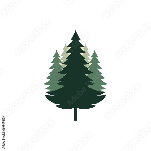 Stylized illustration of evergreen trees in a minimalist design, suitable for nature-themed projects