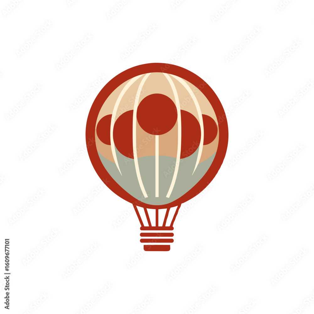 Fototapeta premium Colorful hot air balloon floating in a clear sky with soft clouds in the background