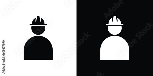 User helmet safety icon. Vector illustration. Flat design.