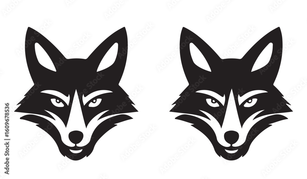 Fototapeta premium Fox Head Silhouette Icon Set
