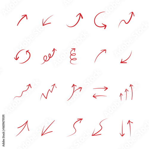 赤い手書きの矢印アイコン
