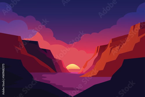 canyon glowing under twilight sky