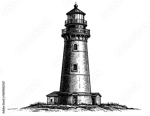 Detailed illustration of a lighthouse
