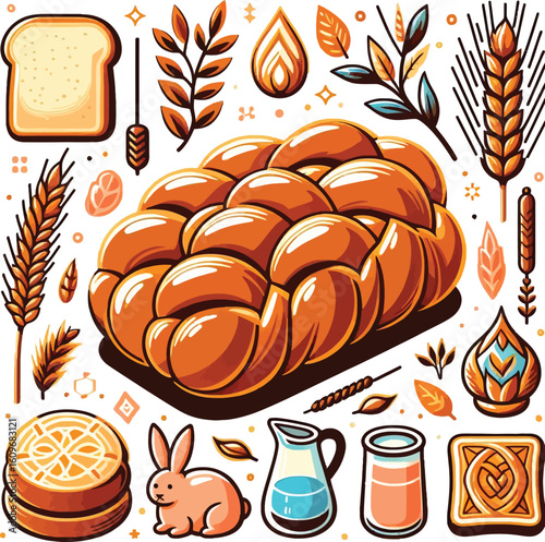 a vector clipart of a Challah bread for hanukkah