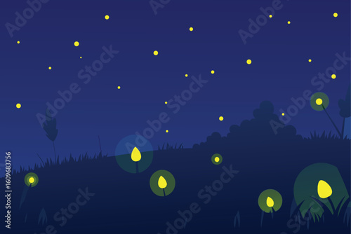 fireflies near twilight meadow