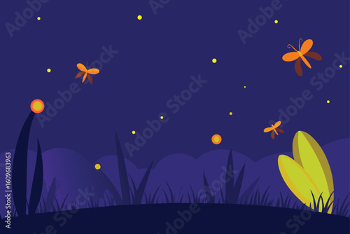 fireflies near twilight meadow