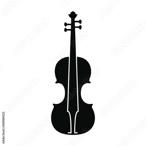 Black silhouette of a violin on white background musical instrument