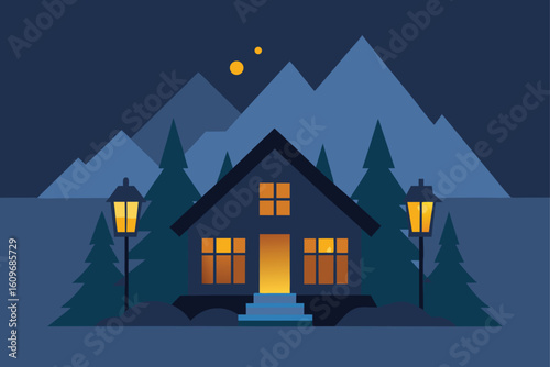 lantern lit mountain lodge