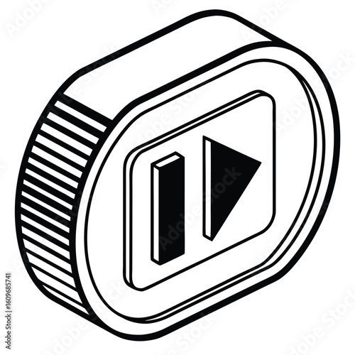 Isometric play pause button icon music