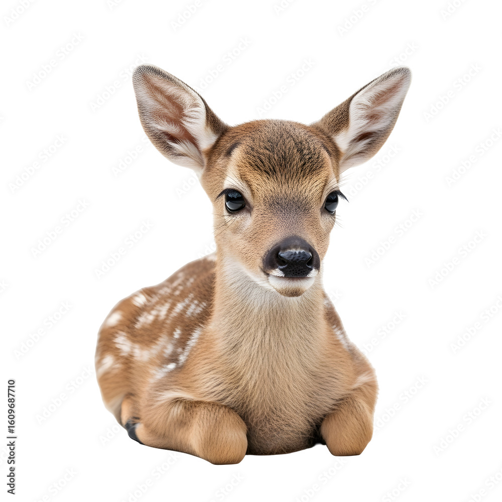Fototapeta premium Adorable fawn portrait on black background