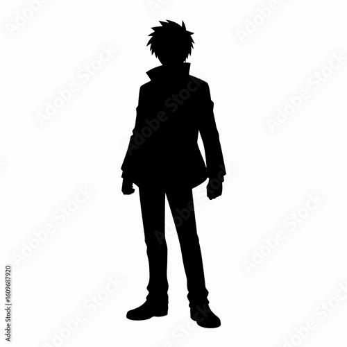 Silhouette of a Young Man in Stylish Attire