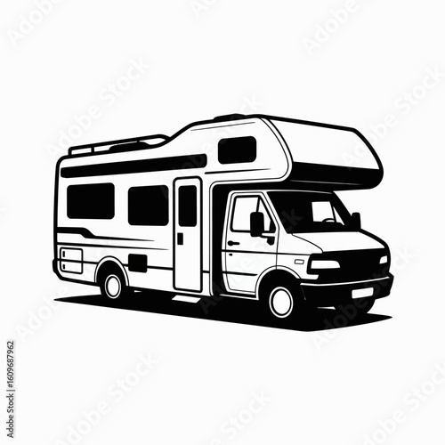 Stylish Black and White RV Illustration