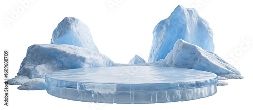Majestic ice formations and glaciers create serene frozen landscape in stunning natural scenery