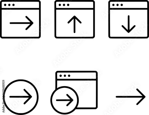 HTTP request vector icons set black line style white background 
