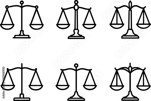 Legal Scale Symbol Vector Icon Set Collection 