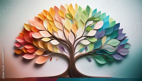 abstract tree design with leaves in soft colors representing charitable foundations and community support