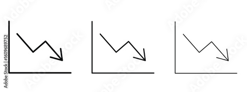 Arrow trend-down icon linear style sign for mobile concept and web design.