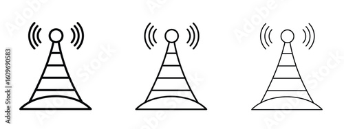 Broadcast tower icon linear style sign for mobile concept and web design.