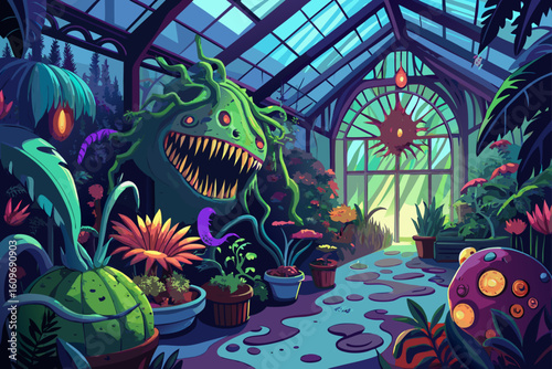 Haunted Greenhouse with Monstrous Carnivorous Plants