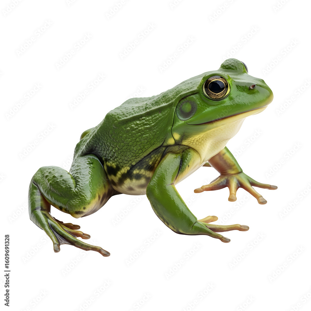 Fototapeta premium Green frog against dark background portrait