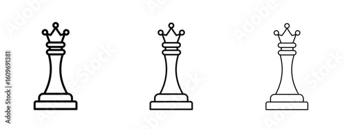 Chess queen icon linear style sign for mobile concept and web design.