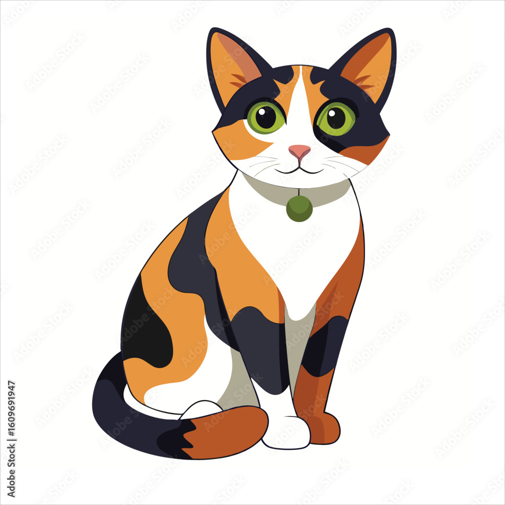 Obraz premium Vector Art of Calico Cat Sitting
