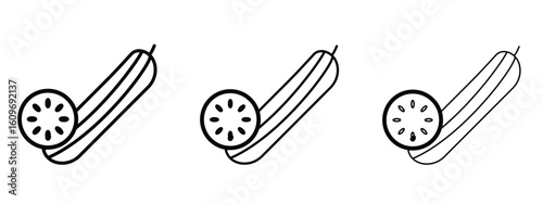 Cucumber icon linear style sign for mobile concept and web design.
