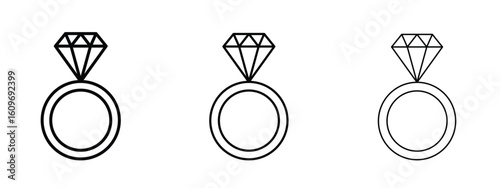 Diamond ring icon linear style sign for mobile concept and web design.