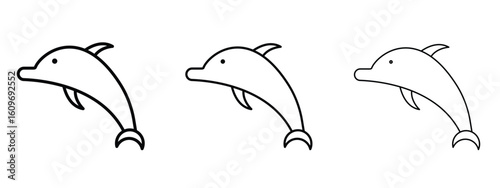 Dolphin icon linear style sign for mobile concept and web design.