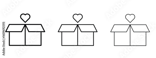 Donation box icon linear style sign for mobile concept and web design.