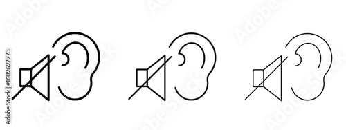 Ear deaf icon linear style sign for mobile concept and web design.