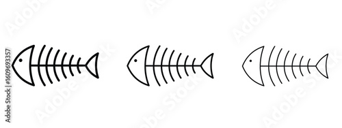 Fish bones icon linear style sign for mobile concept and web design.