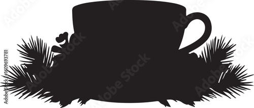 Christmas Decorative element Holiday dinnerware icon in silhouette on white background