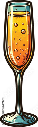A vector illustration champagne glass