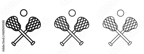 Lacrosse stick ball icon linear style sign for mobile concept and web design.