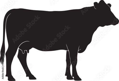 Cow Silhouette Vector Illustration - Black Bovine Outline