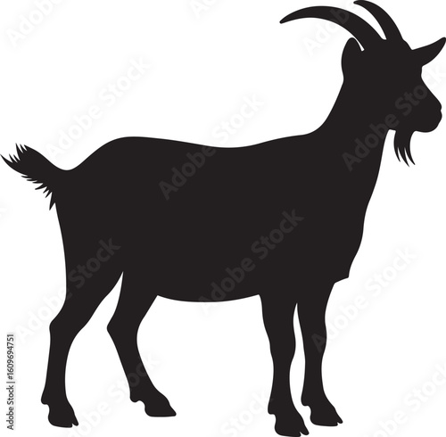 Goat Silhouette Vector Illustration - Black Animal Outline