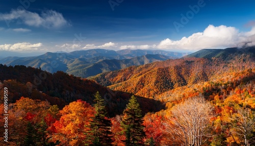mountains in fall autumn landscape of great smoky mountains national park at north carolina tennessee border