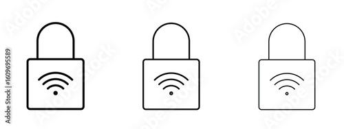 Nfc lock icon linear style sign for mobile concept and web design.