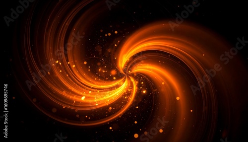 Abstract swirling orange patterns on black background