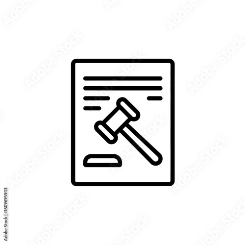 Law and Justice Icon Featuring Gavel and Document Legal Proceedings