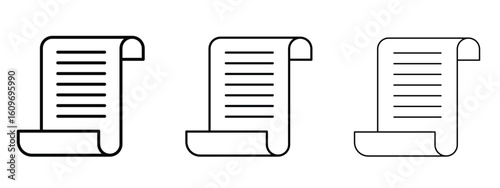 Paper Scroll icon linear style sign for mobile concept and web design.