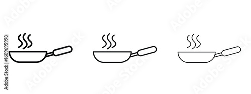 Pan frying icon linear style sign for mobile concept and web design.