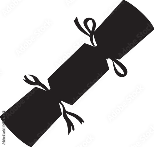 Christmas Decorative element Christmas cracker icon in silhouette on white background